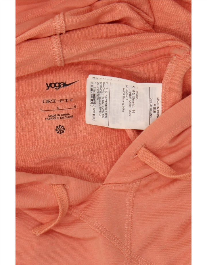Nike Pull à capuche surdimensionné Dri Fit pour femme UK 16 Large Orange Polyester