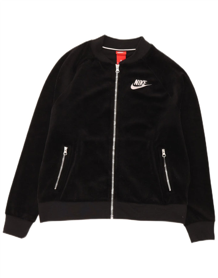 Nike Veste de survêtement en velours pour femme UK 14 Medium Noir Polyester