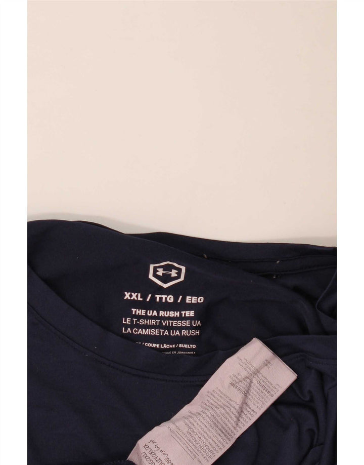 Under Armour T-Shirt Homme Top 2XL Bleu Marine Polyester