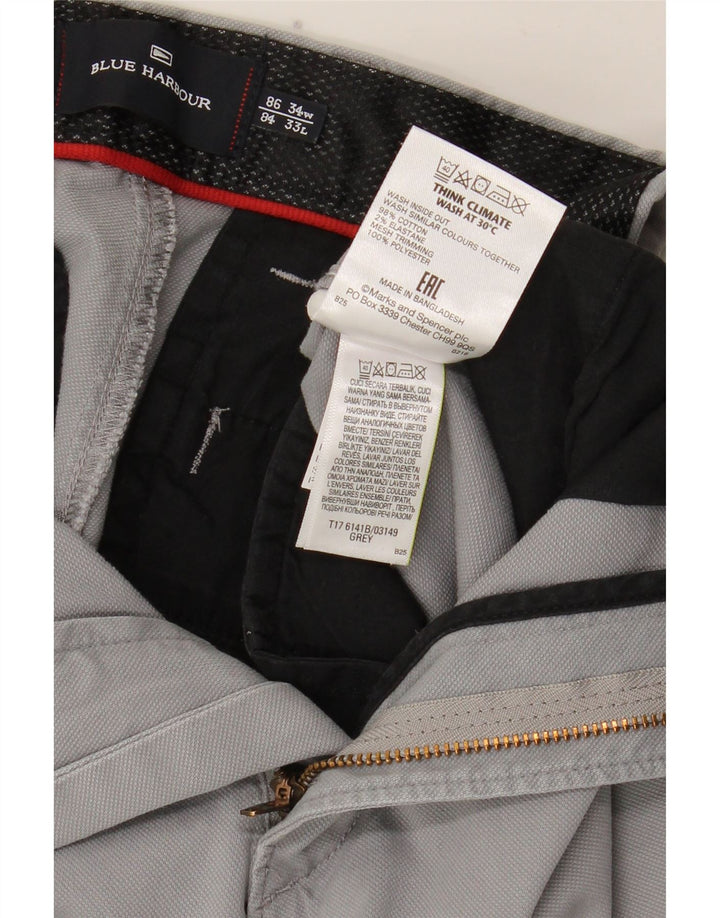 Marks & Spencer Pantalon de costume droit Blue Harbour pour homme W34 L33 Gris