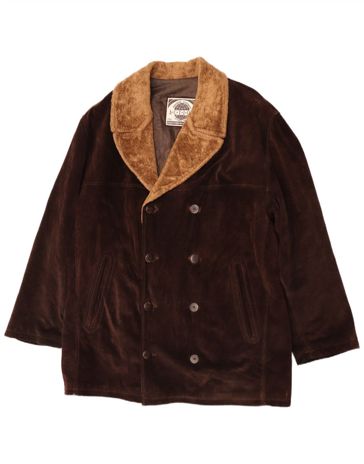pardessus en daim homme vintage IT 52 XL cuir marron
