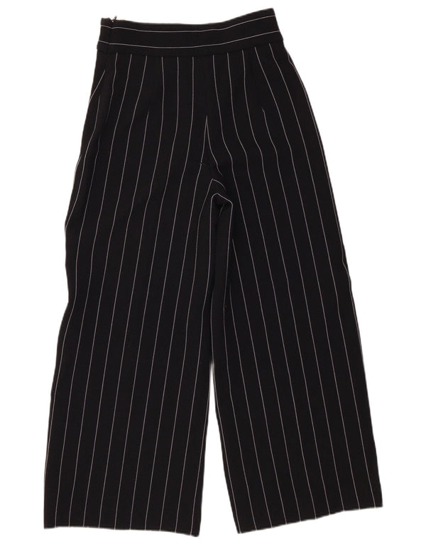 Zara Pantalon décontracté taille haute pour femme, jambe large, XS W24 L25, rayé noir