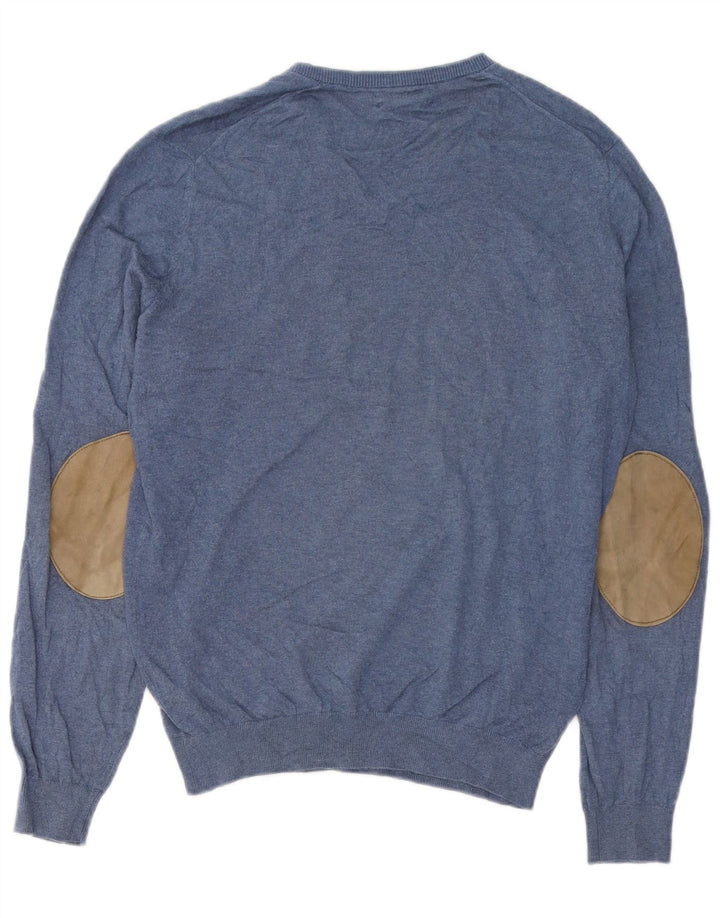 Massimo Dutti Pull col V Homme Bleu Moyen Coton