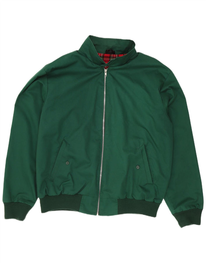 vintage Mens Bomber Jacket UK 40 Grand Vert Polyester Rétro
