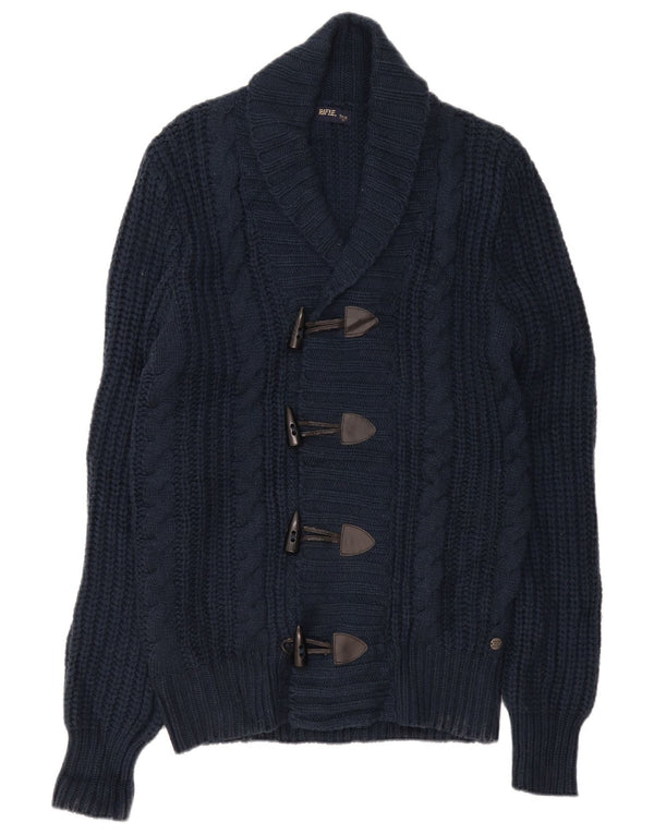 Rifle Mens Cardigan Pull Grand Bleu Marine Acrylique