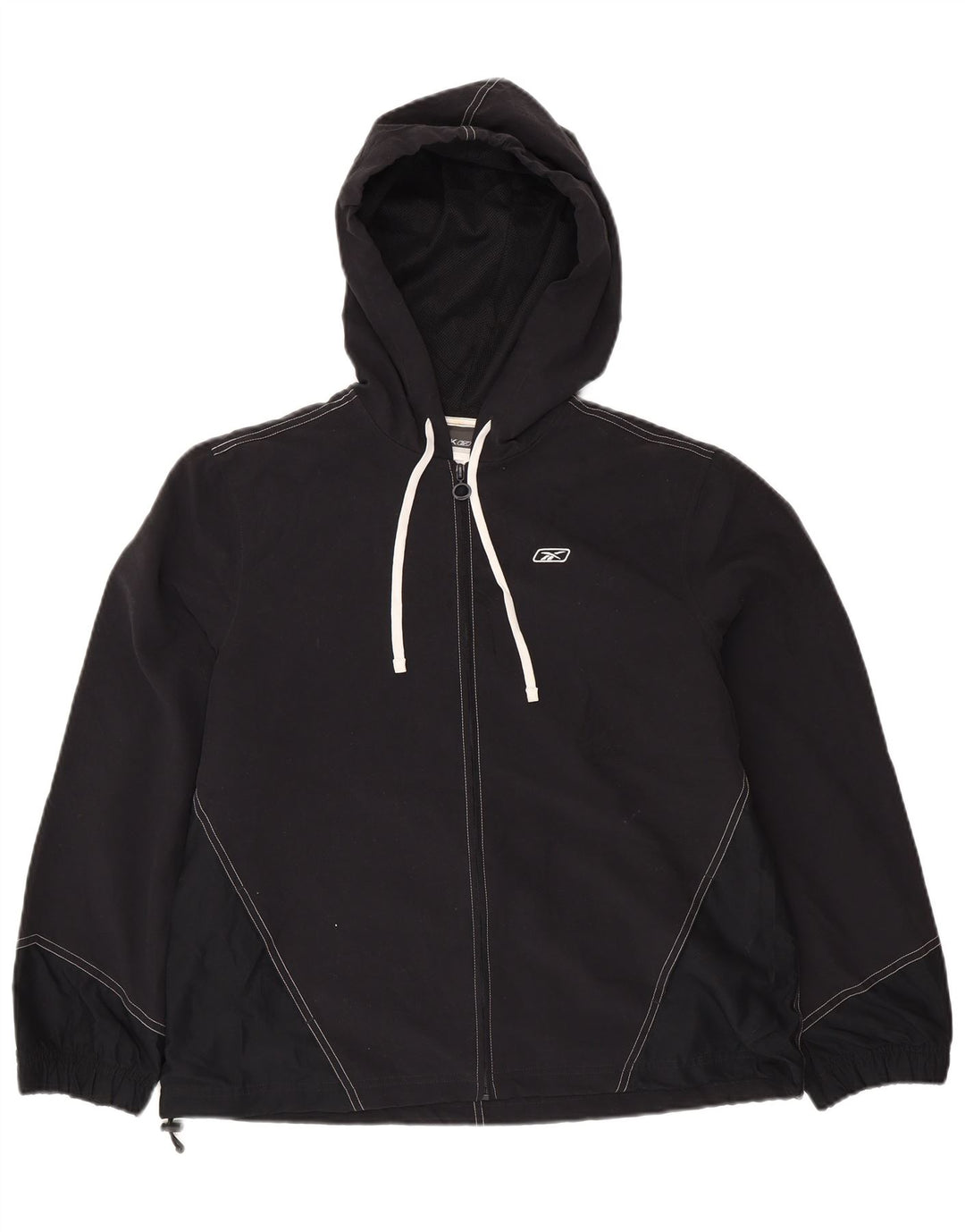 REEBOK Veste de pluie à capuche pour femme UK 44 Large Noir Polyester