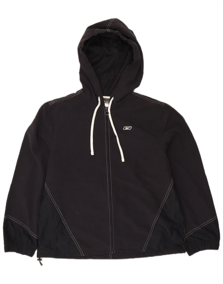 REEBOK Veste de pluie à capuche pour femme UK 44 Large Noir Polyester