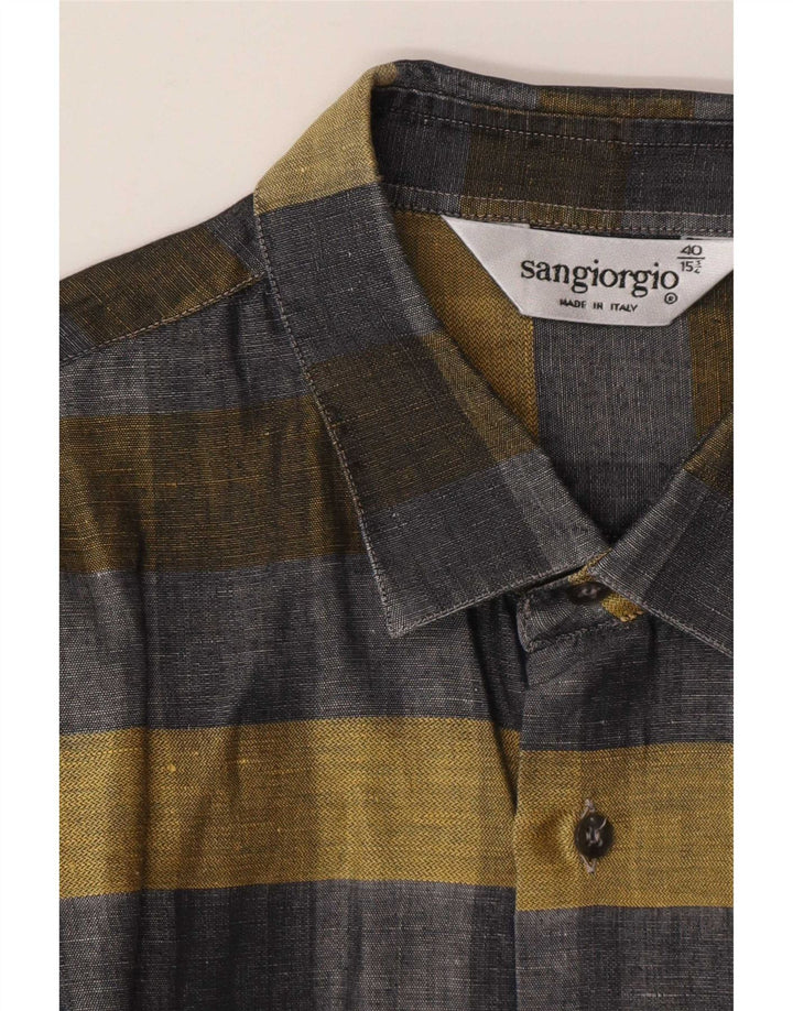 Sangiorgio Chemise à manches courtes pour homme Taille 40/15 Gris moyen à carreaux