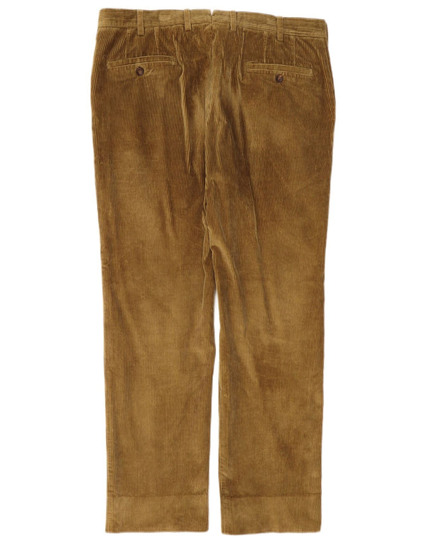 Borsalino Mens Straight Corduroy Trousers IT 54 2XL W36 L31 Khaki Cotton