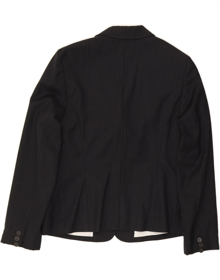 BENETTON Womens 3 Button Blazer Jacket UK 14 Medium Black Pinstripe Vintage Benetton and Second-Hand Benetton from Messina Hembry 