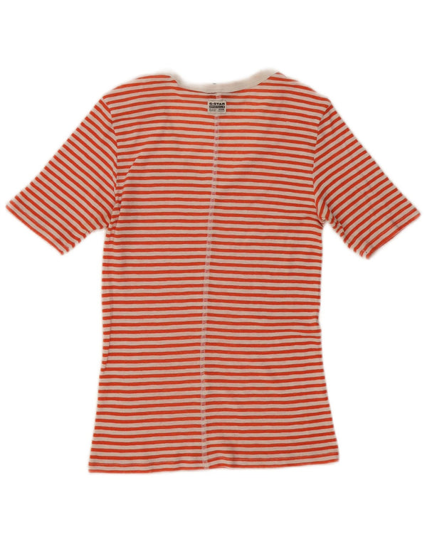 G-Star Femme T-Shirt Top UK 4 XS Rouge Rayé
