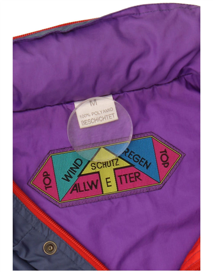 VINTAGE Veste Anorak à capuche pour homme UK 38 Bleu marine moyen Colourblock