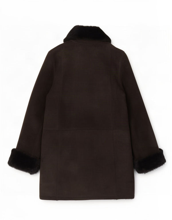 vintage Womens Shearling Coat UK 16 Grand Noir