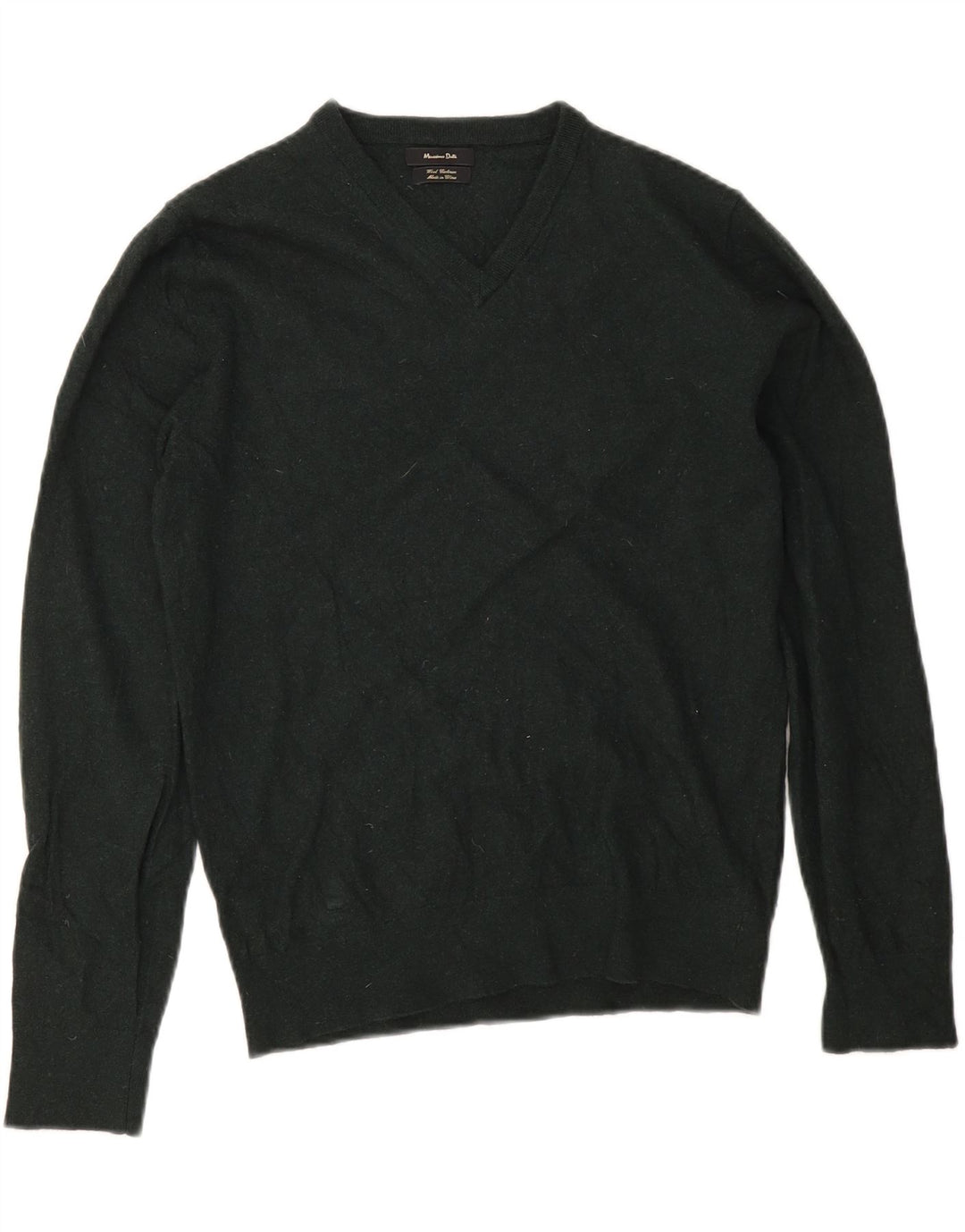 Massimo Dutti Pull col V pour femme UK 14 Laine vert moyen