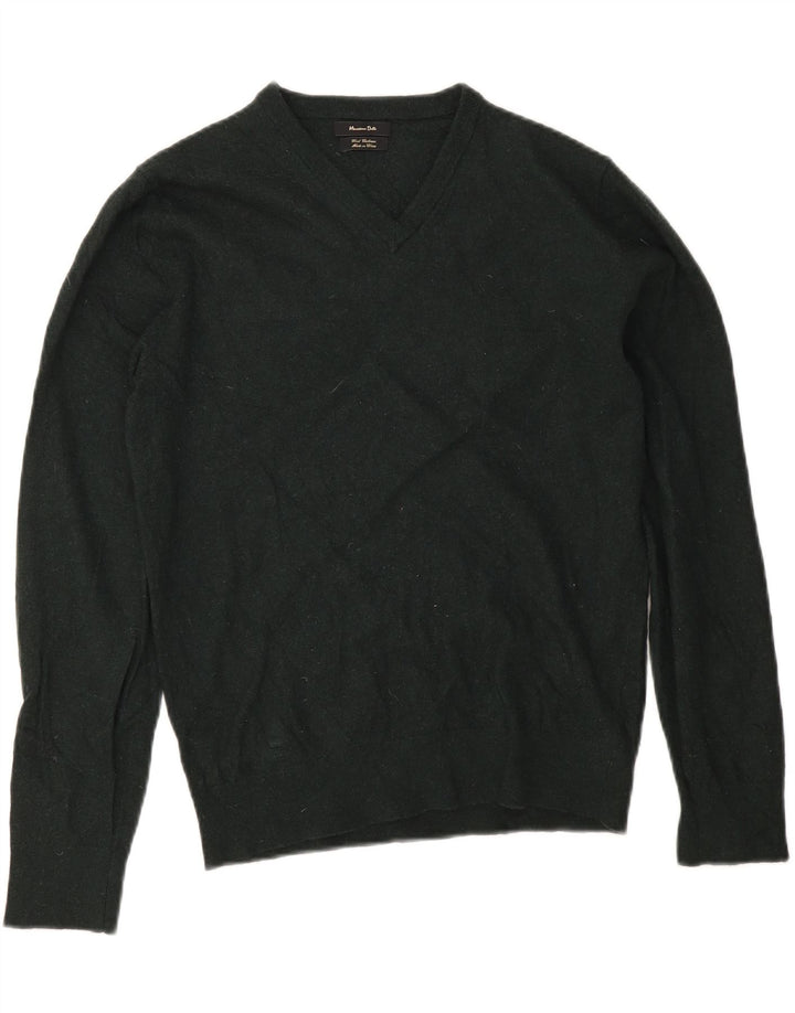 Massimo Dutti Pull col V pour femme UK 14 Laine vert moyen