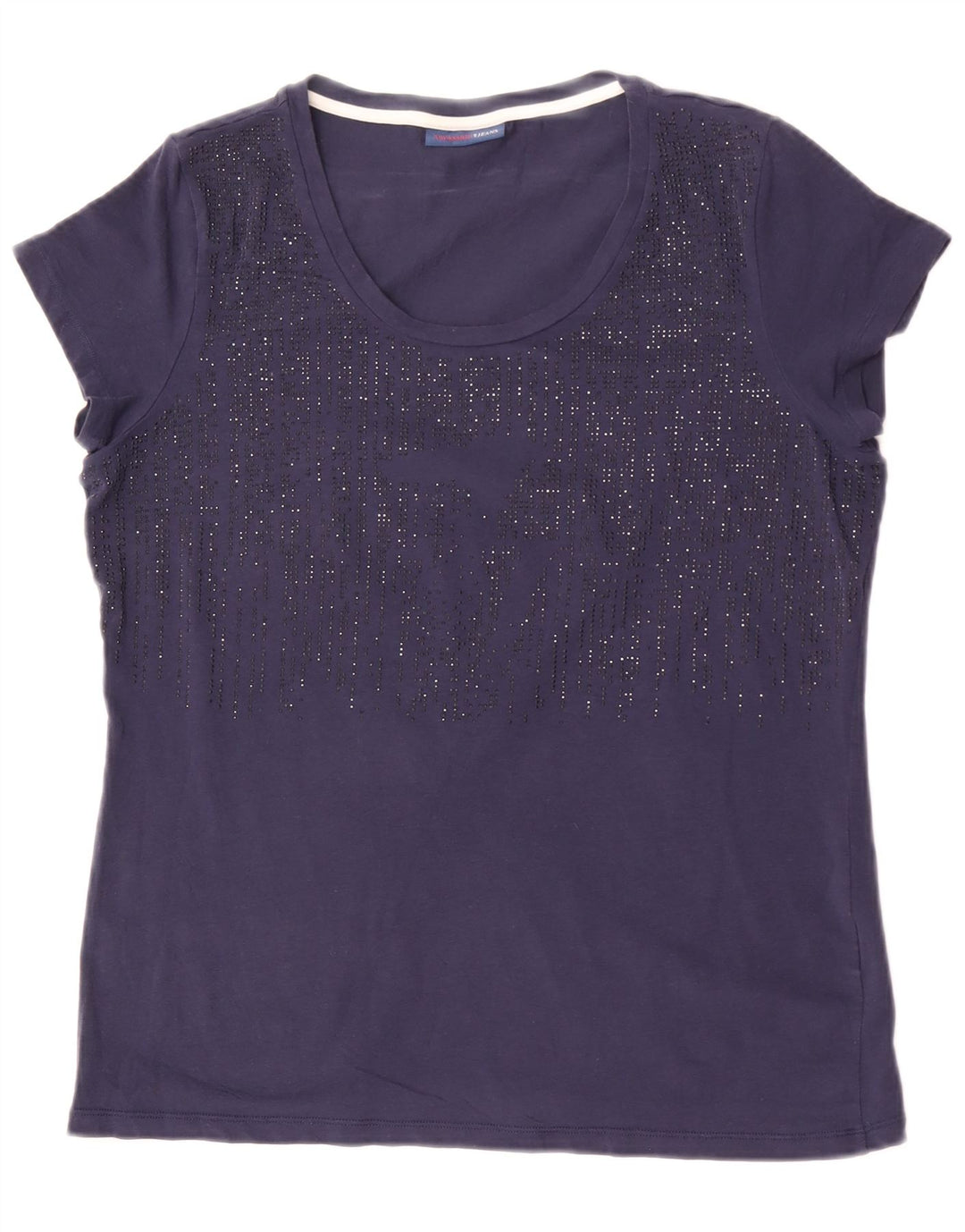 Trussardi Jeans T-Shirt Femme UK 14 Bleu Marine Moyen