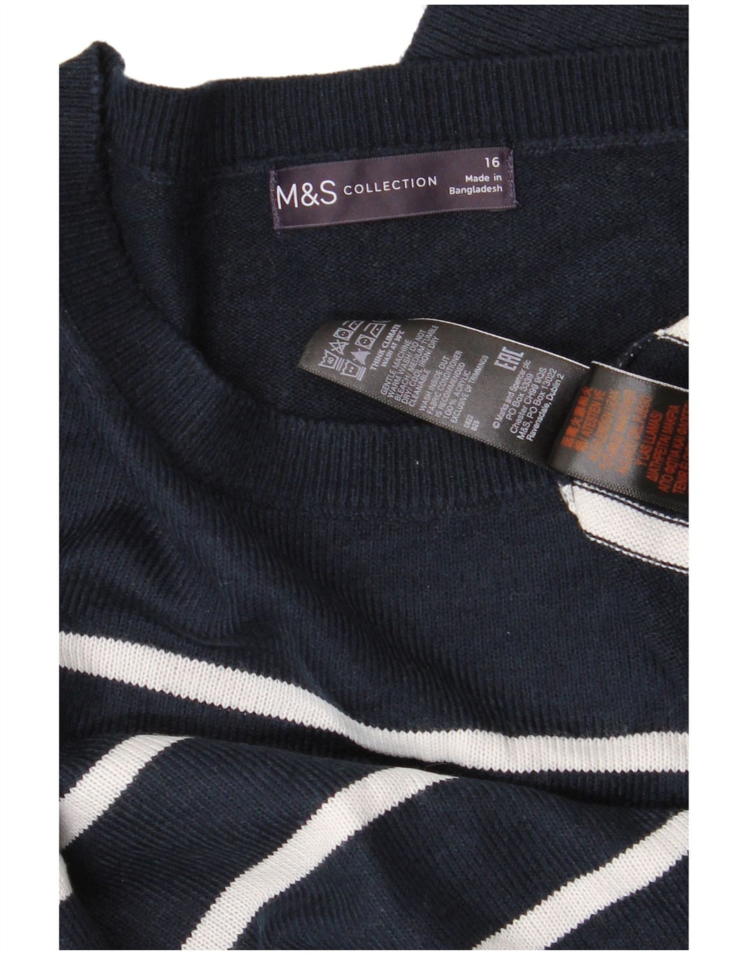 Marks & Spencer Pull à col rond pour femme UK 16 Large Bleu marine