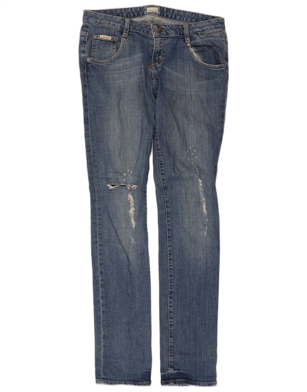 Calvin Klein Jean slim effet vieilli W30 L33 en coton bleu pour femme