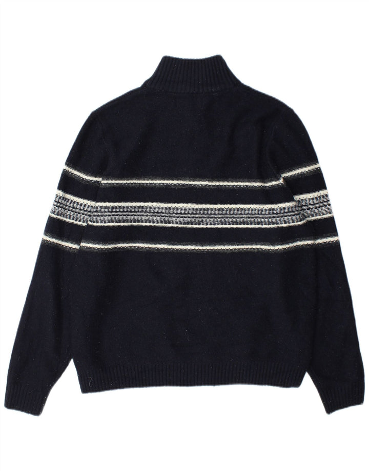 Marks & Spencer Pull à col zippé pour homme Large Bleu marine rayé