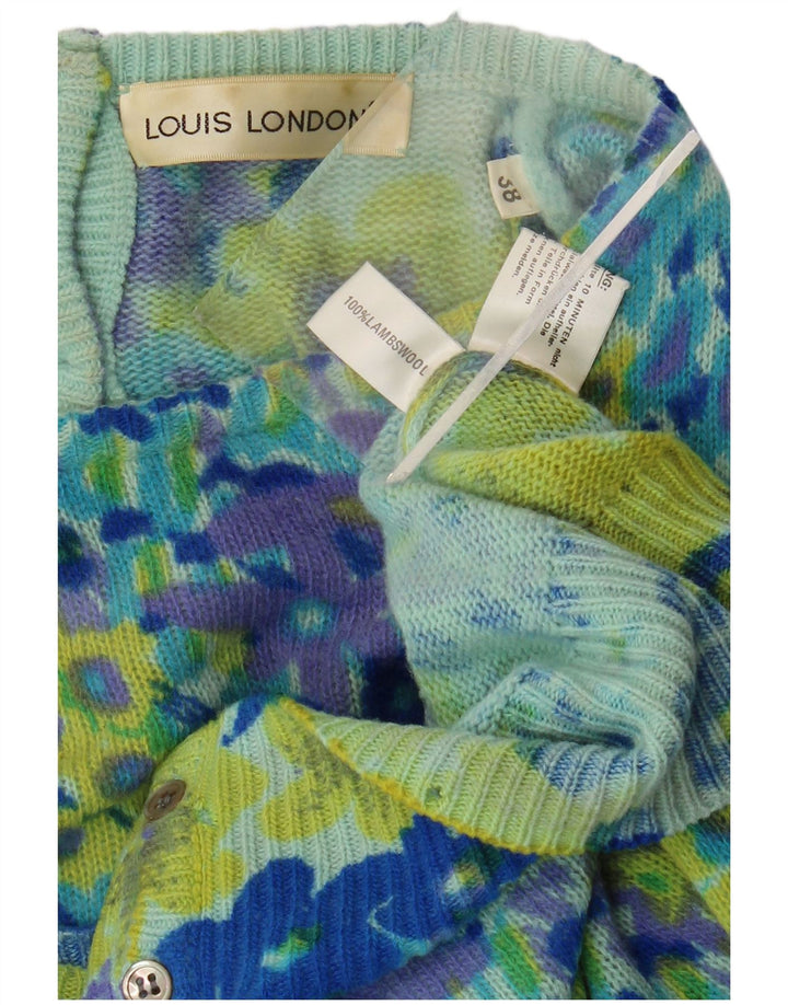 LOUIS LONDON Pull Cardigan Femme EU 38 Bleu Moyen Imprimé Animal