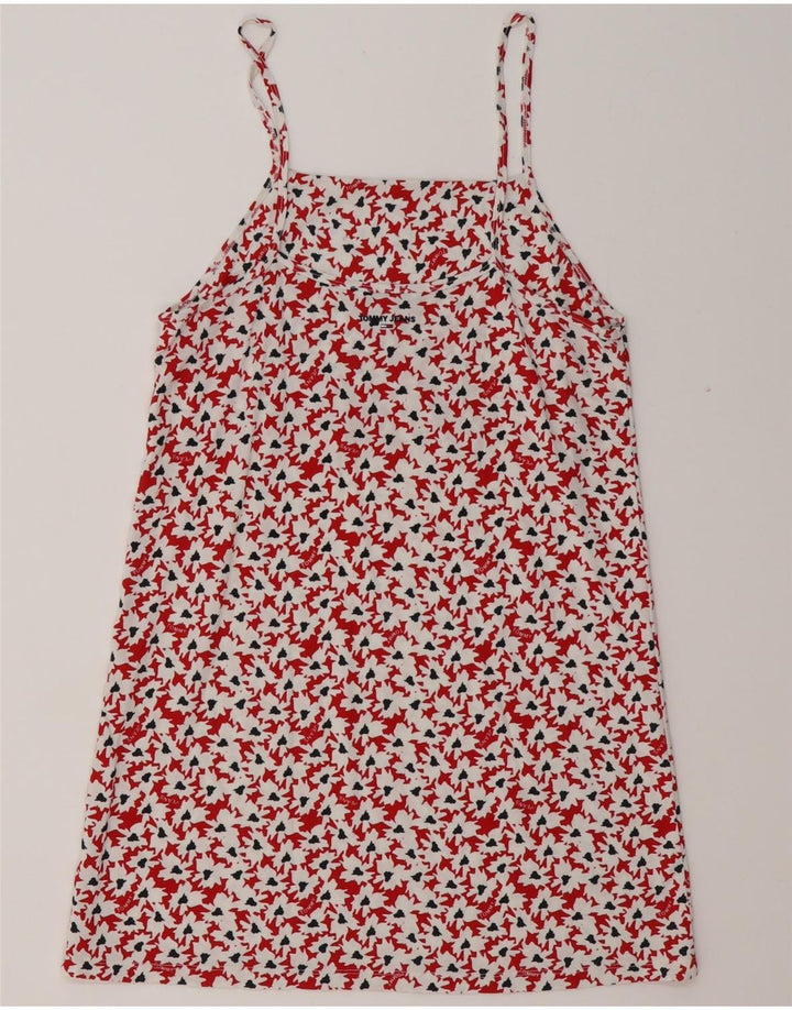 TOMMY HILFIGER Haut chemisier à motif abstrait pour femme UK 12 Rouge moyen