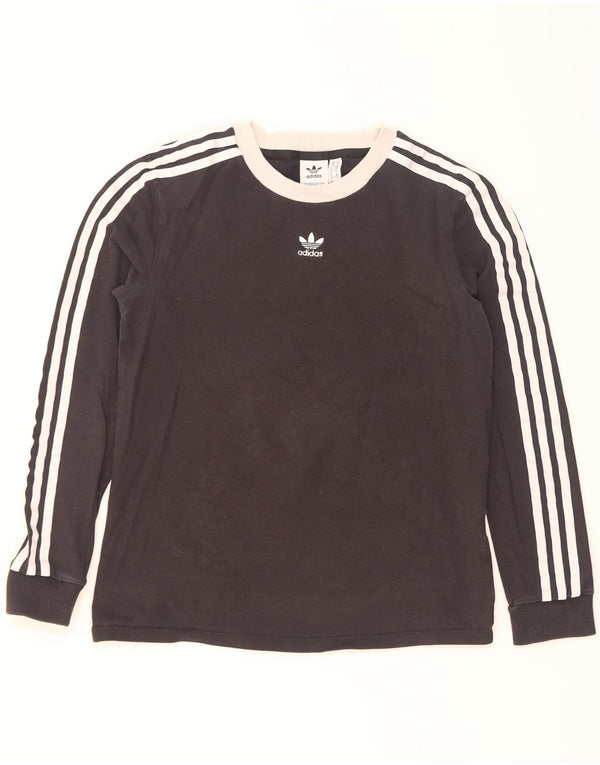 Adidas Haut à manches longues pour femme UK 10 Petit coton color block noir