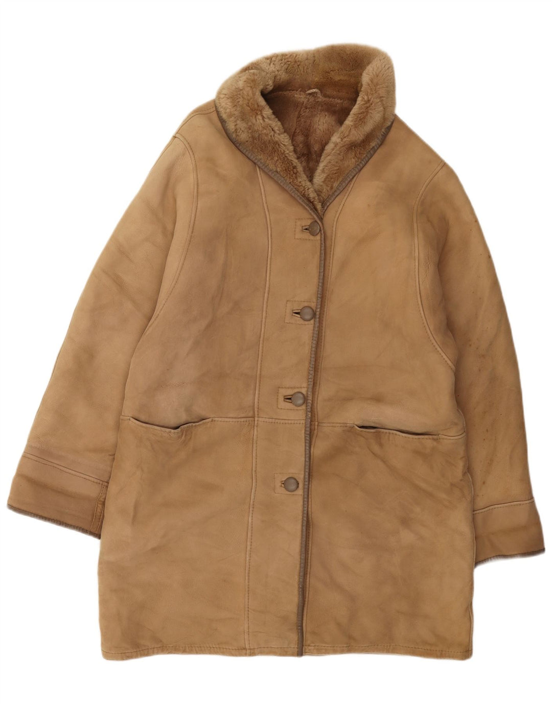 Persona Manteau en peau de mouton pour femme Taille 21 Peau de mouton beige moyen