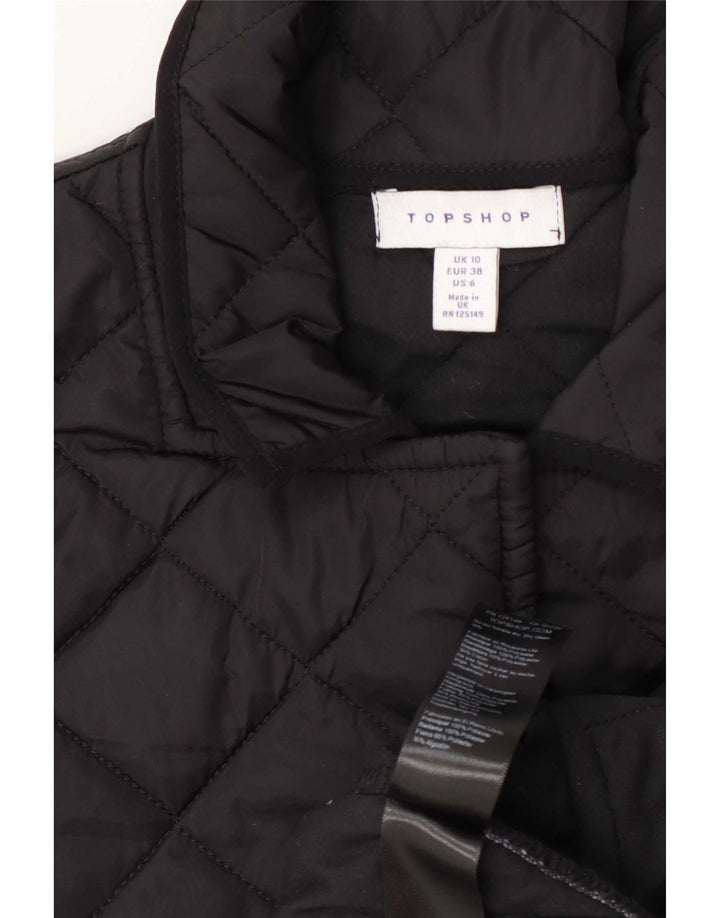Topshop Veste matelassée à manches courtes pour femme UK 10 Small Noir Polyester