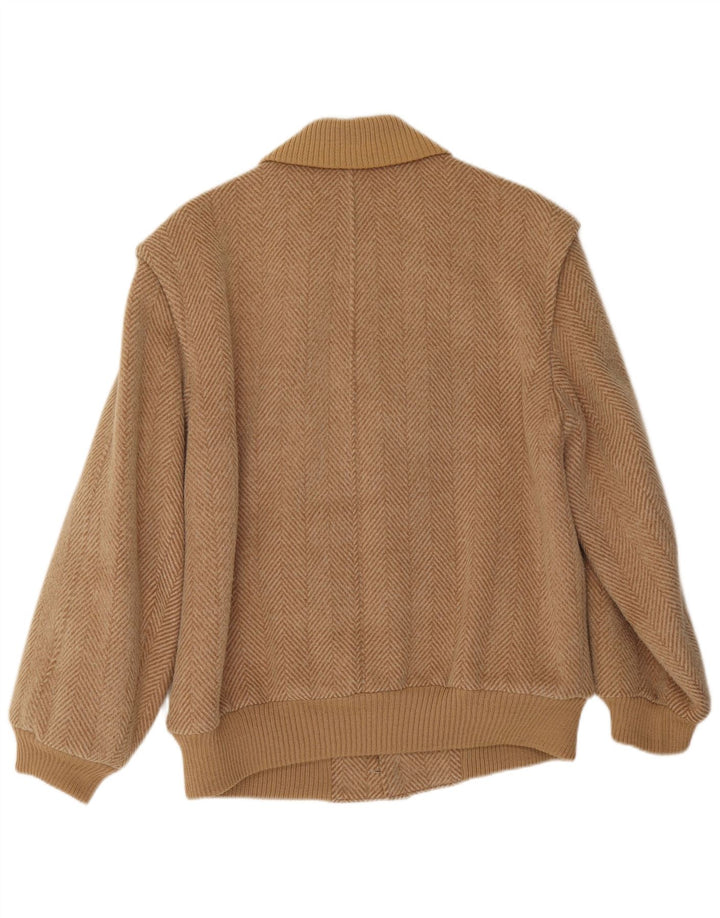 Peter Hahn Veste Bomber Homme IT 50 Large Laine à Chevrons Beige