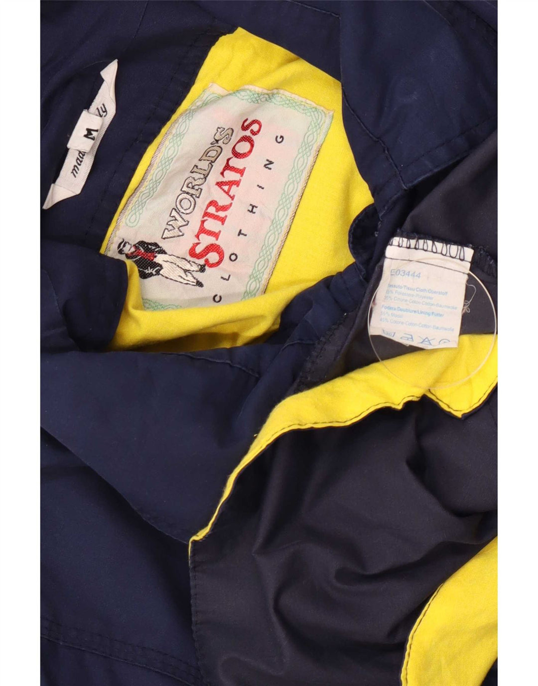 vintage Mens Bomber Jacket UK 38 Moyen Bleu Marine Polyester