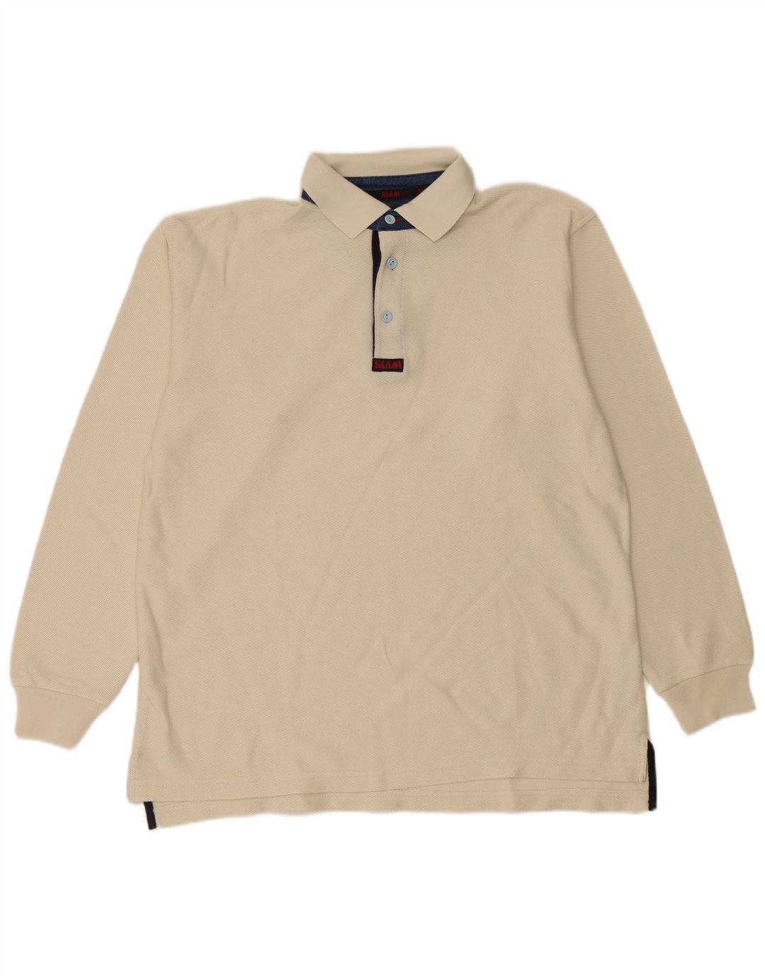 Slam Polo de Rugby à Manches Longues Homme Coton Beige Moyen