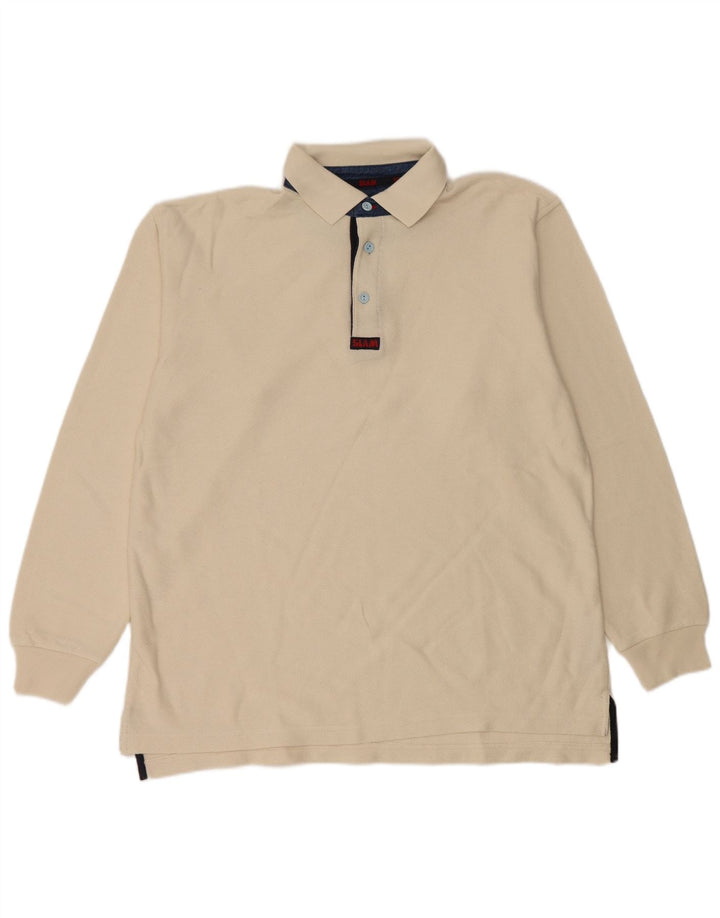 Slam Polo de Rugby à Manches Longues Homme Coton Beige Moyen