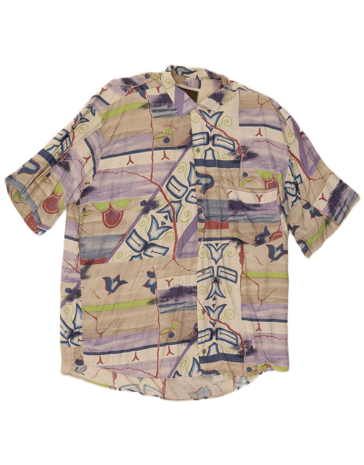 Chemise à manches courtes à motif abstrait pour hommes Vintage grande multicolore