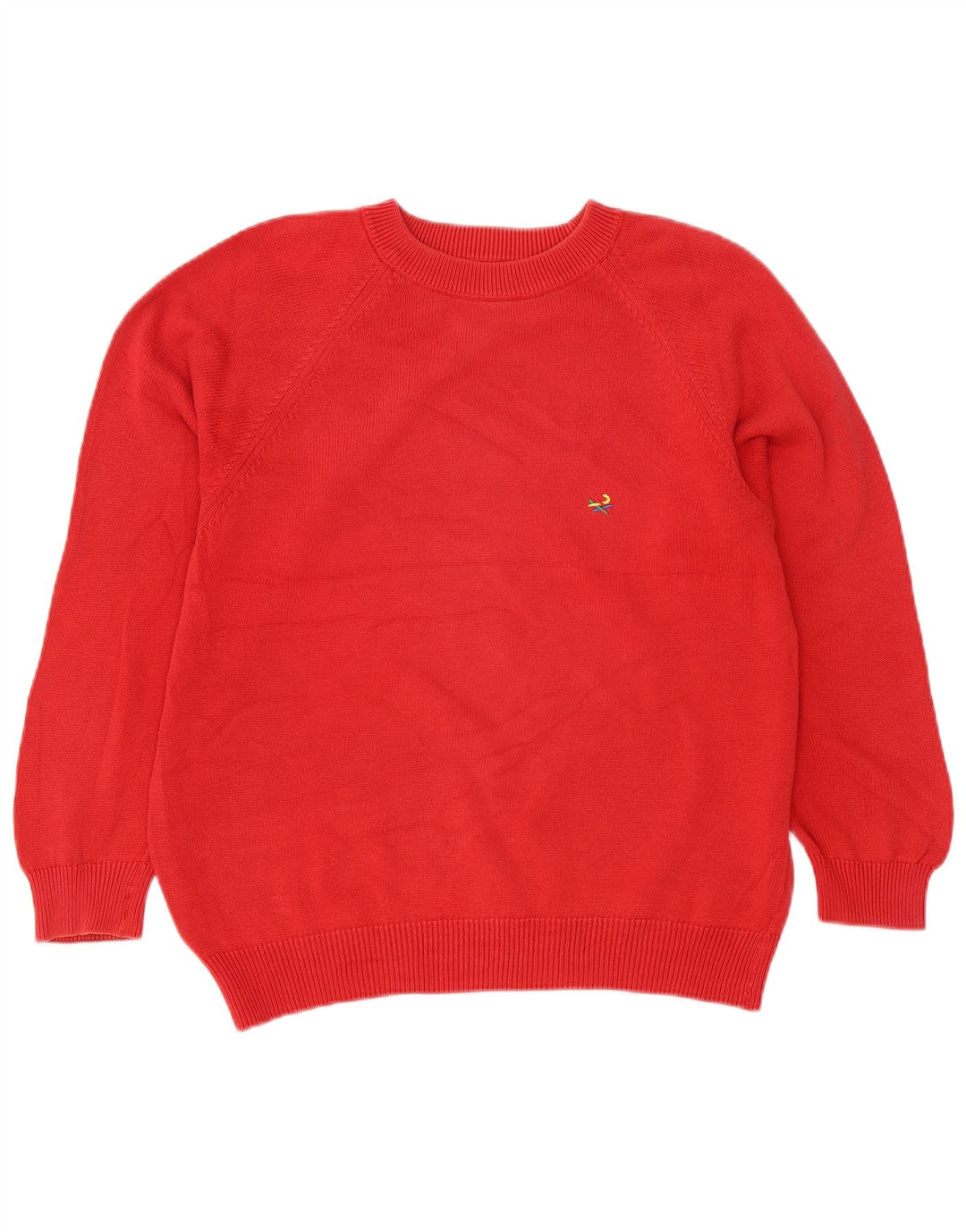 Benetton Pull Col Rond Homme Rouge Moyen Coton