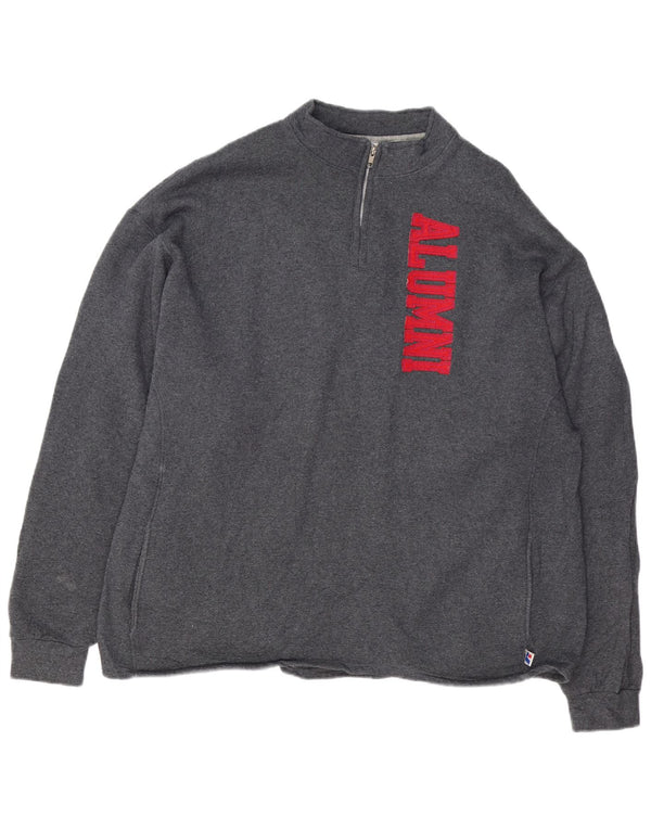 RUSSELL ATHLETIC Sweat-shirt graphique à col zippé pour homme en coton gris 2XL