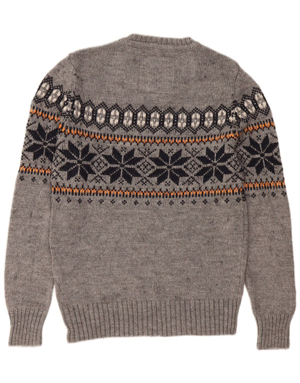 Superdry Pull ras du cou pour homme Petit gris Fair Isle Acrylique