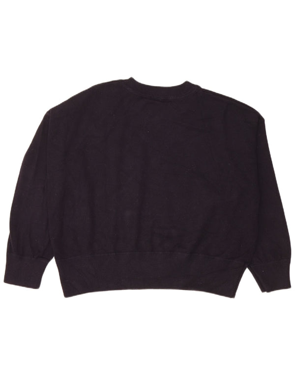 Zara Womens Crop Oversize Sweatshirt Jumper UK 16 Large Bleu Marine Viscose