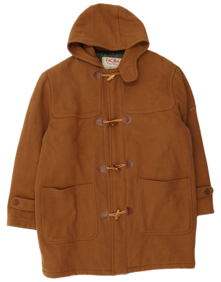 Faciba Duffle Coat À Capuche Homme IT 50 Large Laine Marron
