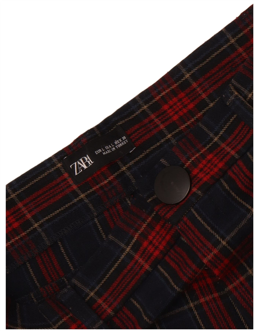 Zara Pantalon court slim pour femme Large W30 L25 Carreaux rouges
