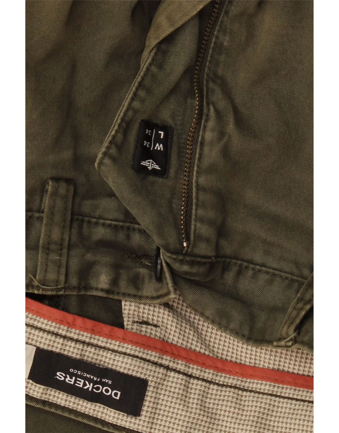 DOCKERS Pantalon Chino Droit Homme W34 L30 Kaki Coton