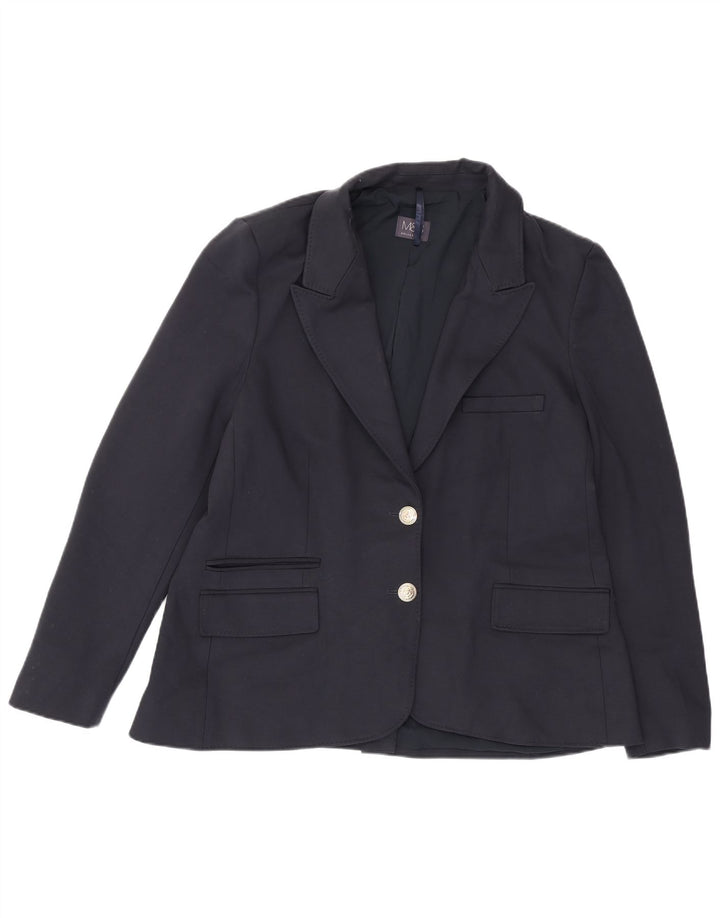 Marks & Spencer Veste blazer à 2 boutons pour femme UK 16 Large Bleu marine Viscose