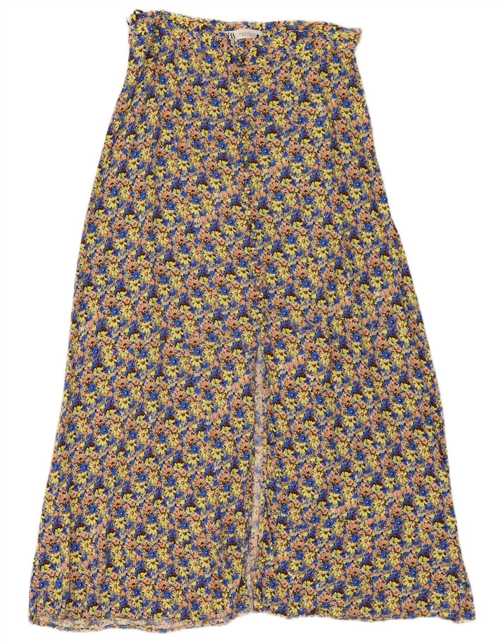 Zara Femme Jupe Maxi Moyenne W29 Multicolore Floral