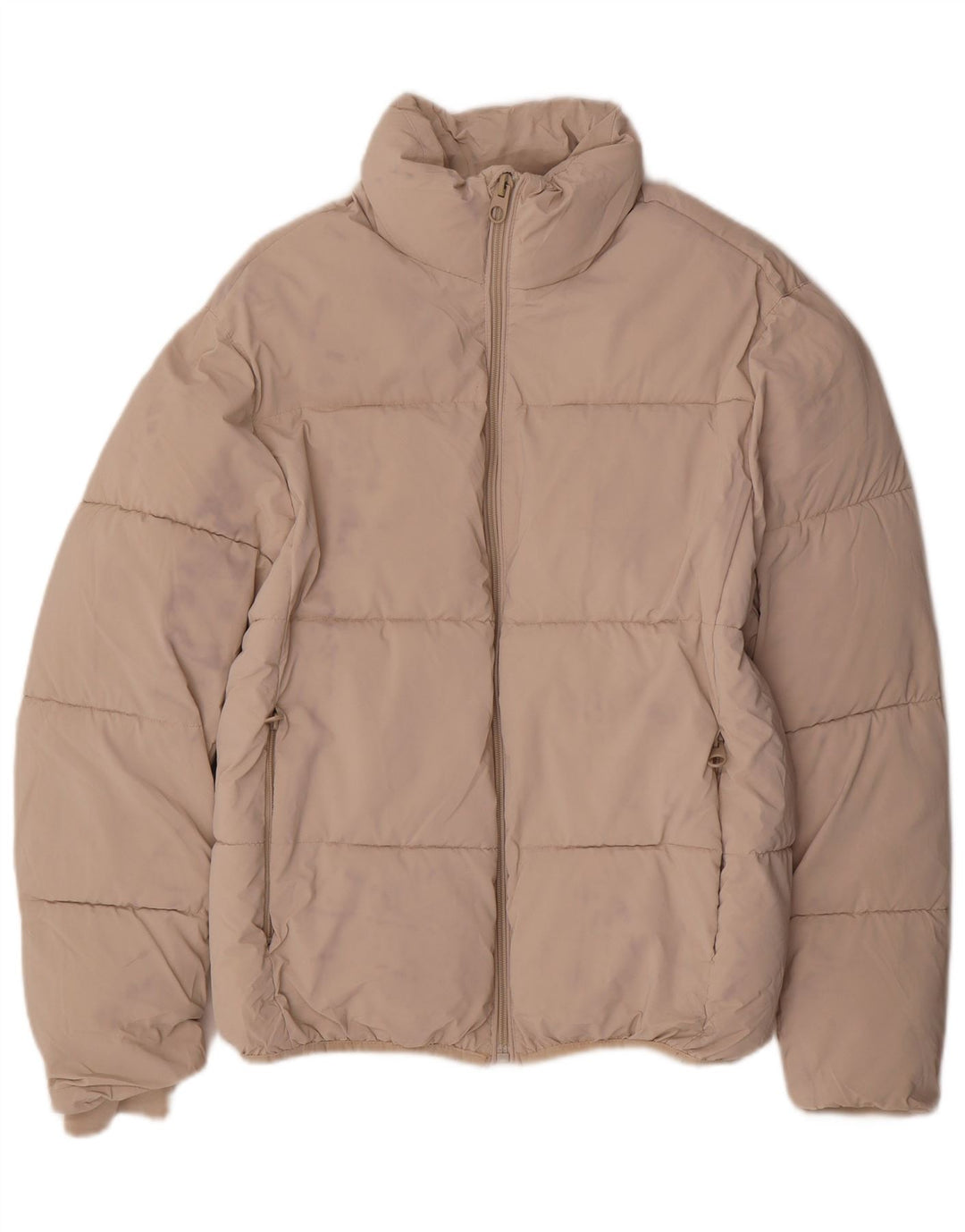 Zara Veste matelassée surdimensionnée pour femme UK 10 Petit nylon beige
