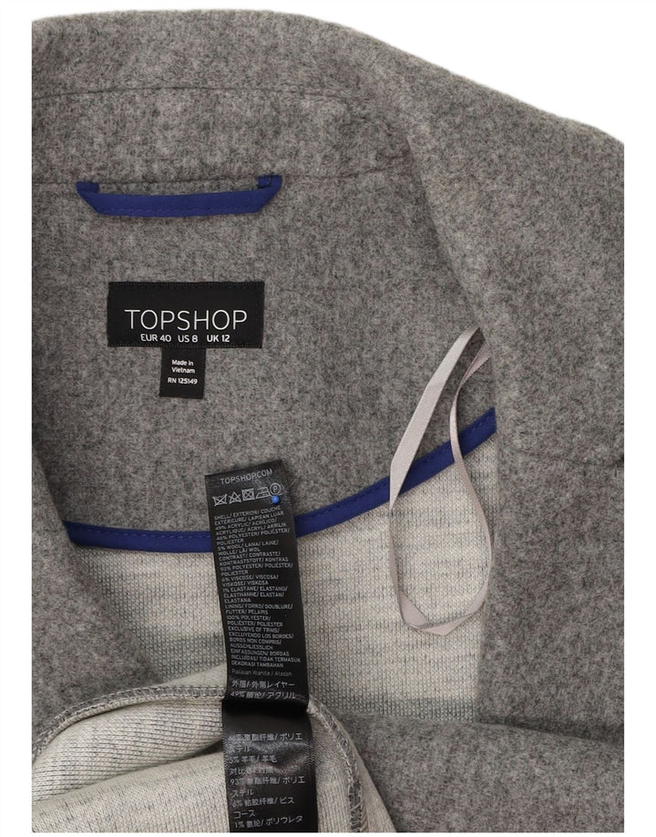 Topshop Manteau ouvert pour femme UK 12 Gris moyen Polyester