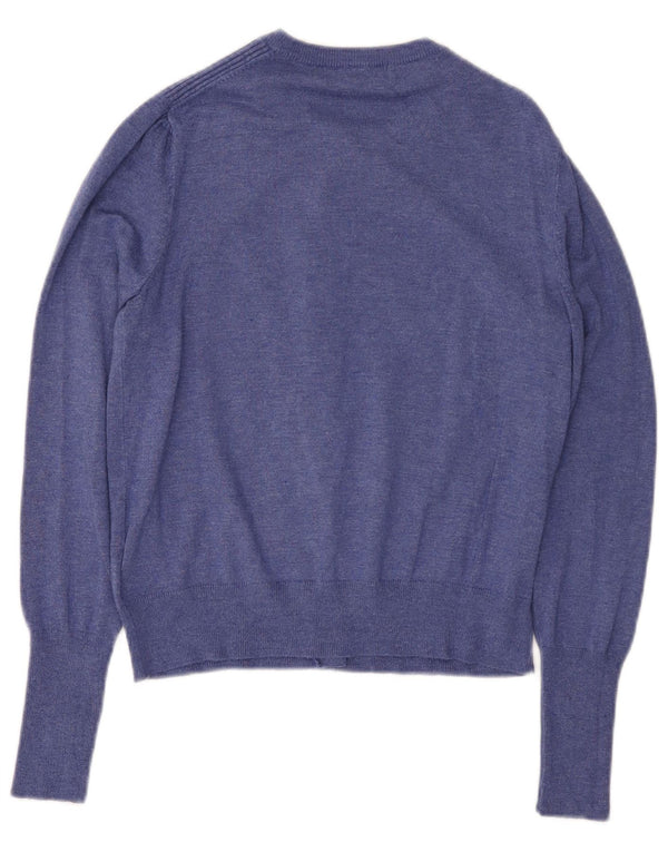 MARKS & SPENCER Pull Cardigan Femme UK 10 Petit Bleu Viscose