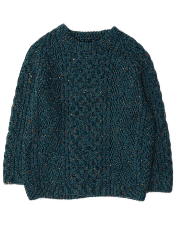 Pull vintage à col rond pour garçon 11-12 ans Vert moucheté