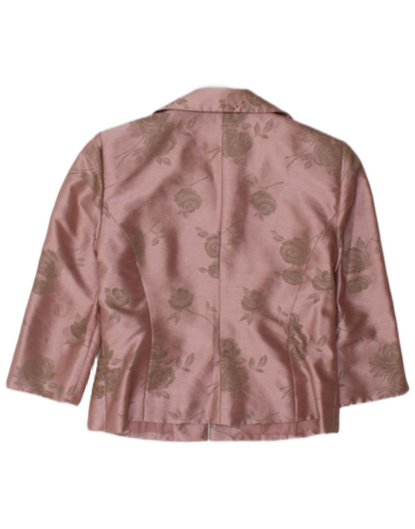 Jessica Howard Womens 3/4 Sleeve Bolero Top US 10 Large Pink Floral Nylon