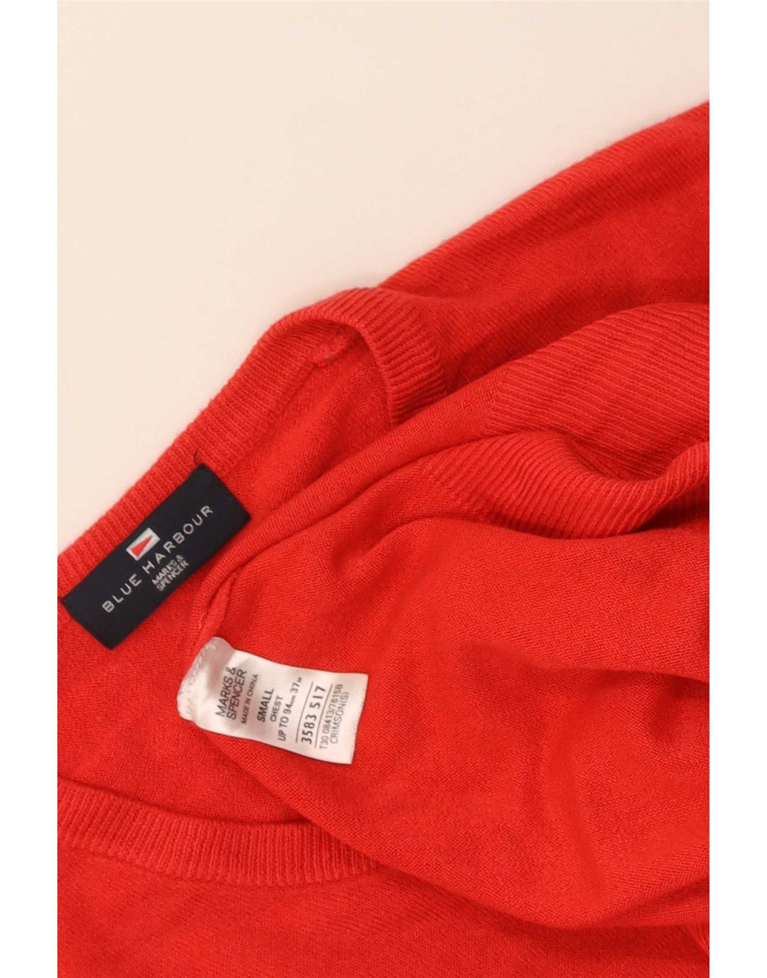 Marks & Spencer Pull à col en V Blue Harbour pour homme, petit, rouge, acrylique