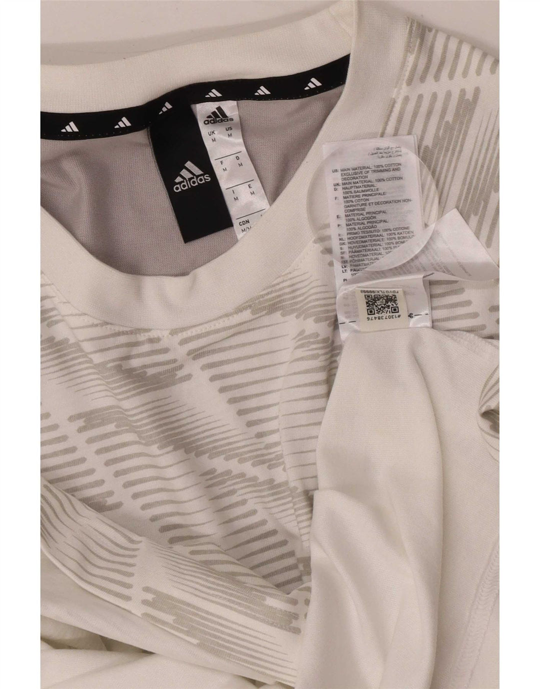 Adidas T-Shirt Homme Blanc Moyen Coton Géométrique