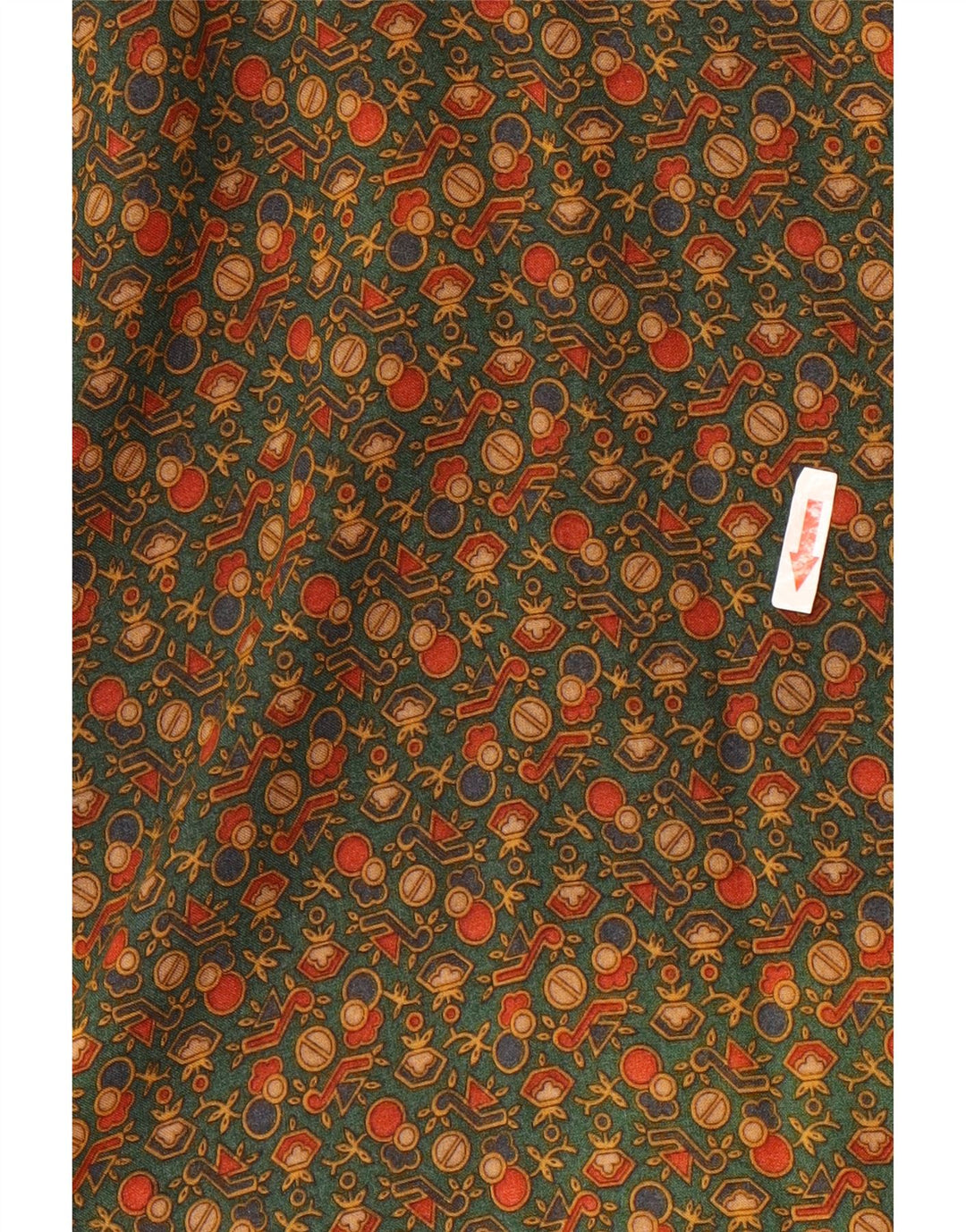VINTAGE Chemise Homme Large Kaki Géométrique Viscose